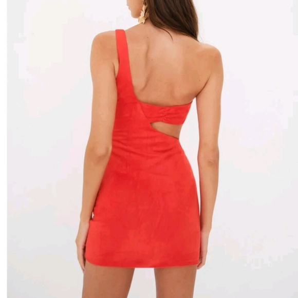 For Love & Lemons-"Gloria" Suede Asymmetrical Cutout Dress-Size Medium - Picture 3 of 16